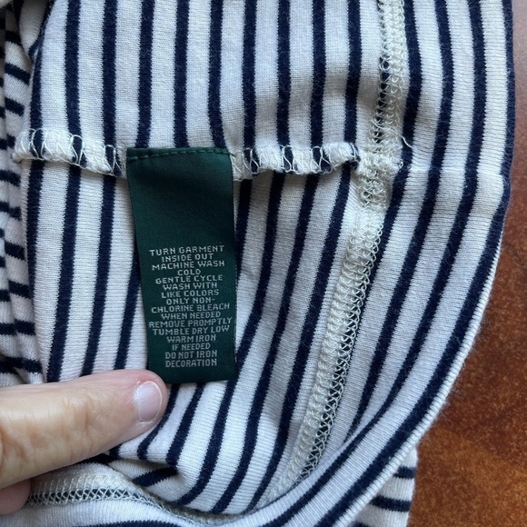 Vintage RALPH LAUREN women’s Sz L shirt striped white w/suede LEATHER patch - Picture 7 of 15